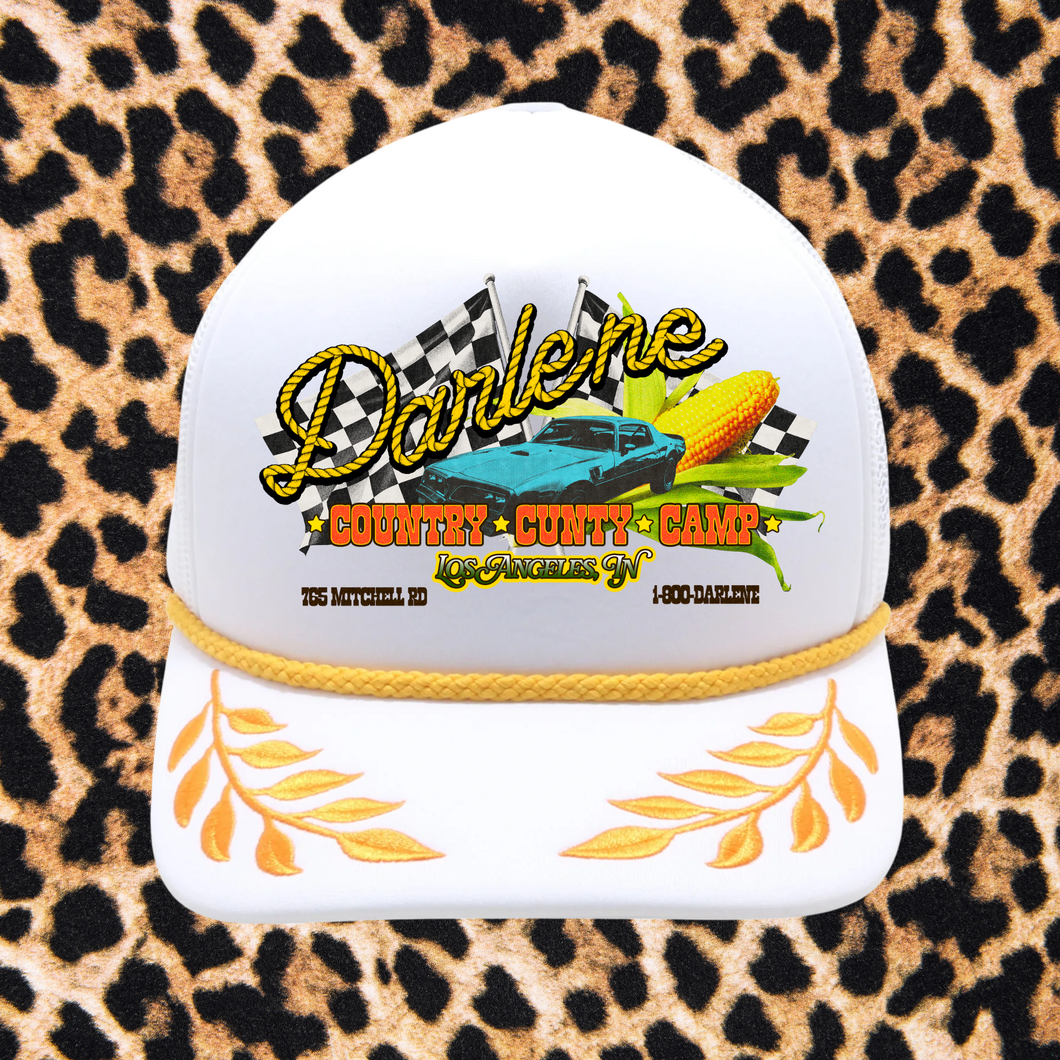 Darlene Trucker Hat | White/Gold Rope & Leaf