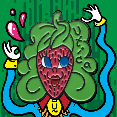 Utica Strawberry Head Enamel Pin